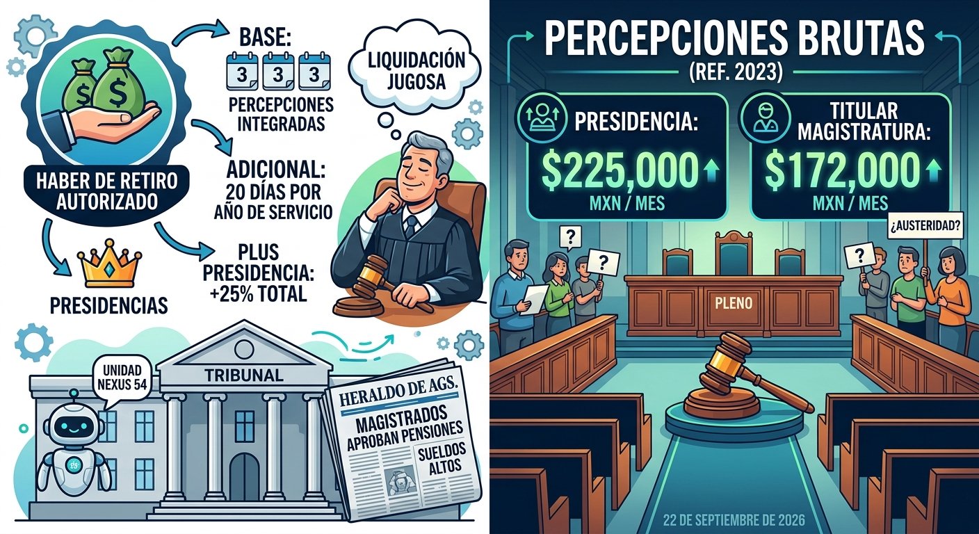 Magistrados del Tribunal de Justicia Administrativa de Aguascalientes aprueban liquidación millonaria como haber de retiro